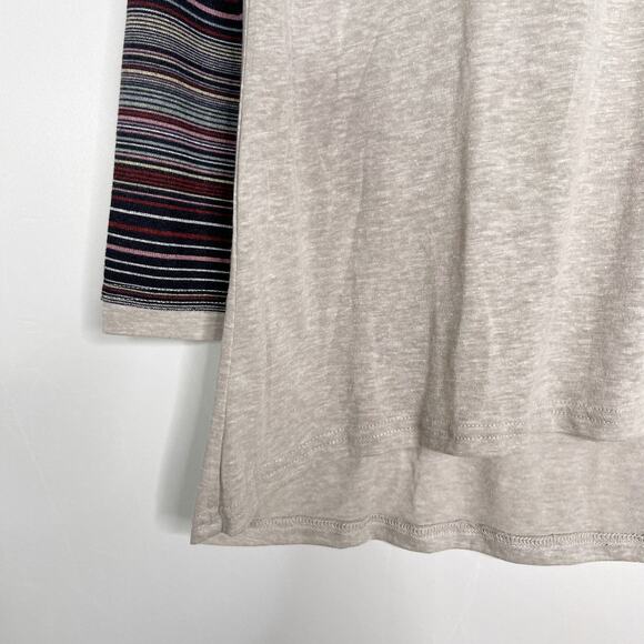 New Doe & Rae Medium Heather Gray Striped Raglan Long Sleeve Tee Tshirt Top Crew - Picture 5 of 9